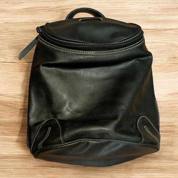 Vintage NINE & COMPANY Black Leather Backpack Minimalist Bag Purse Adjustable - Picture 7 of 7